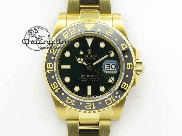 MiroTime 0216 SportInspired GMT-Master II 116718LN YG Bp-Maker Green Dial Ceramic Bezel On YG Bracelet A 3777